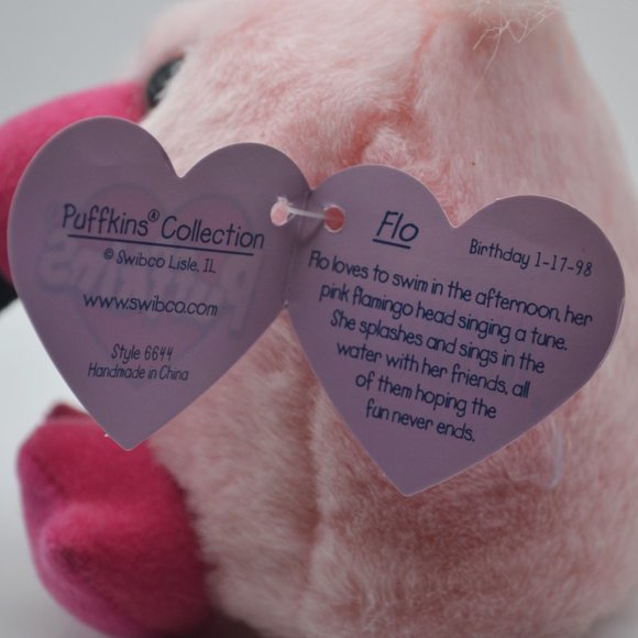 Flo the Flamingo Puffkins by Swibco Style 6644 Bean Bag Plush - Picture 7 of 8